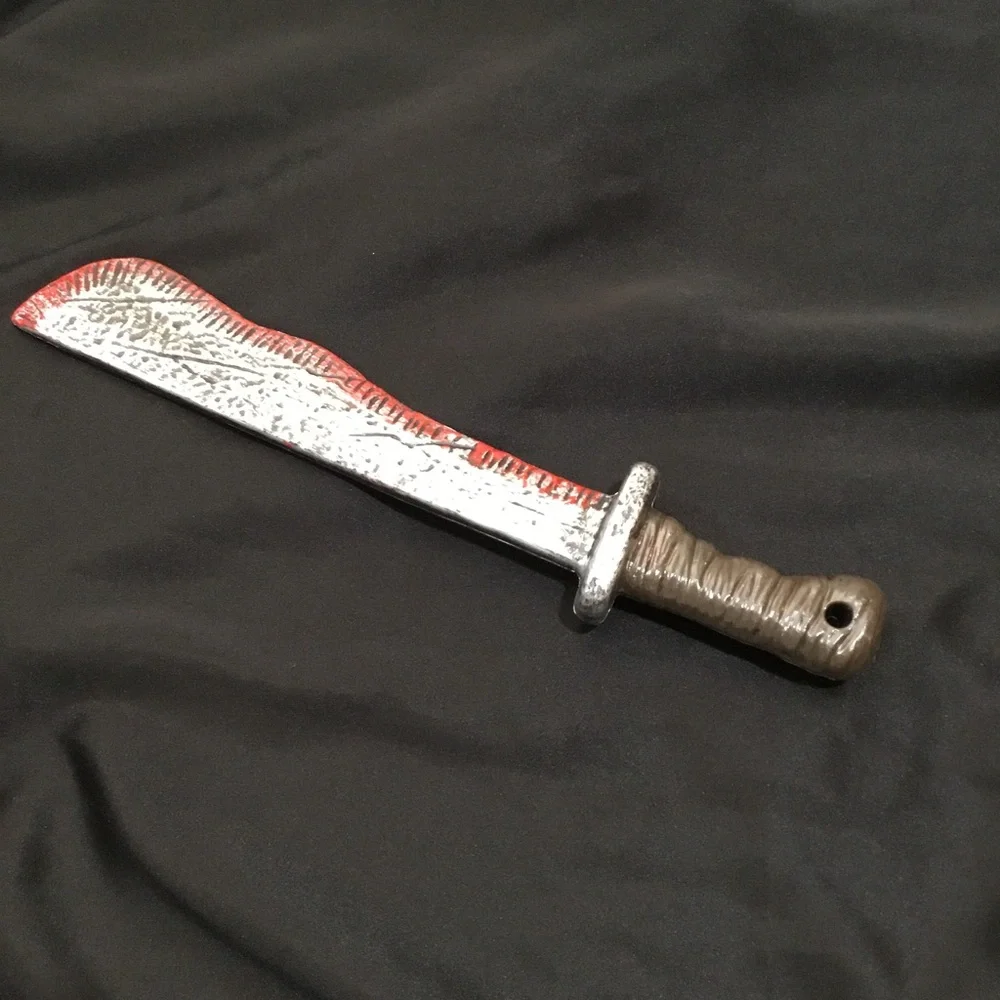 Plastic Bloody Machete Knife Halloween Prop for costume